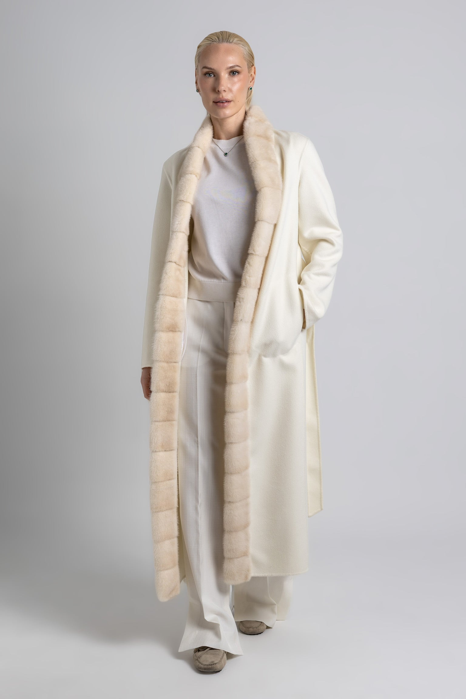 ABRIGO CASHMERE LORO PIANA BLANCO VISÓN