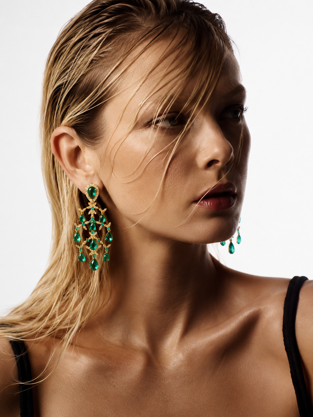 Pendientes de Oro, Diamantes y Esmeraldas