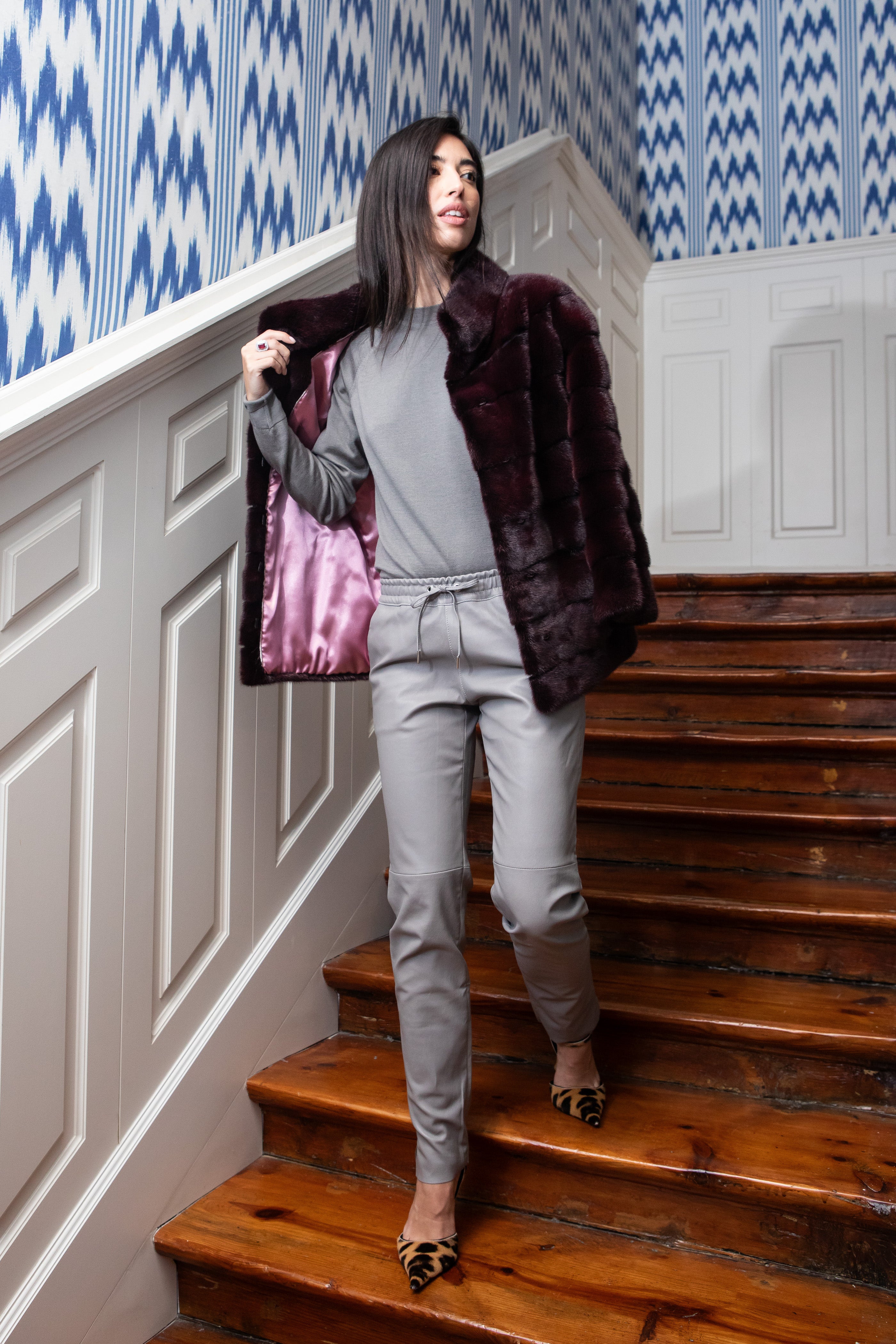 CHAQUETÓN VISÓN BURDEOS