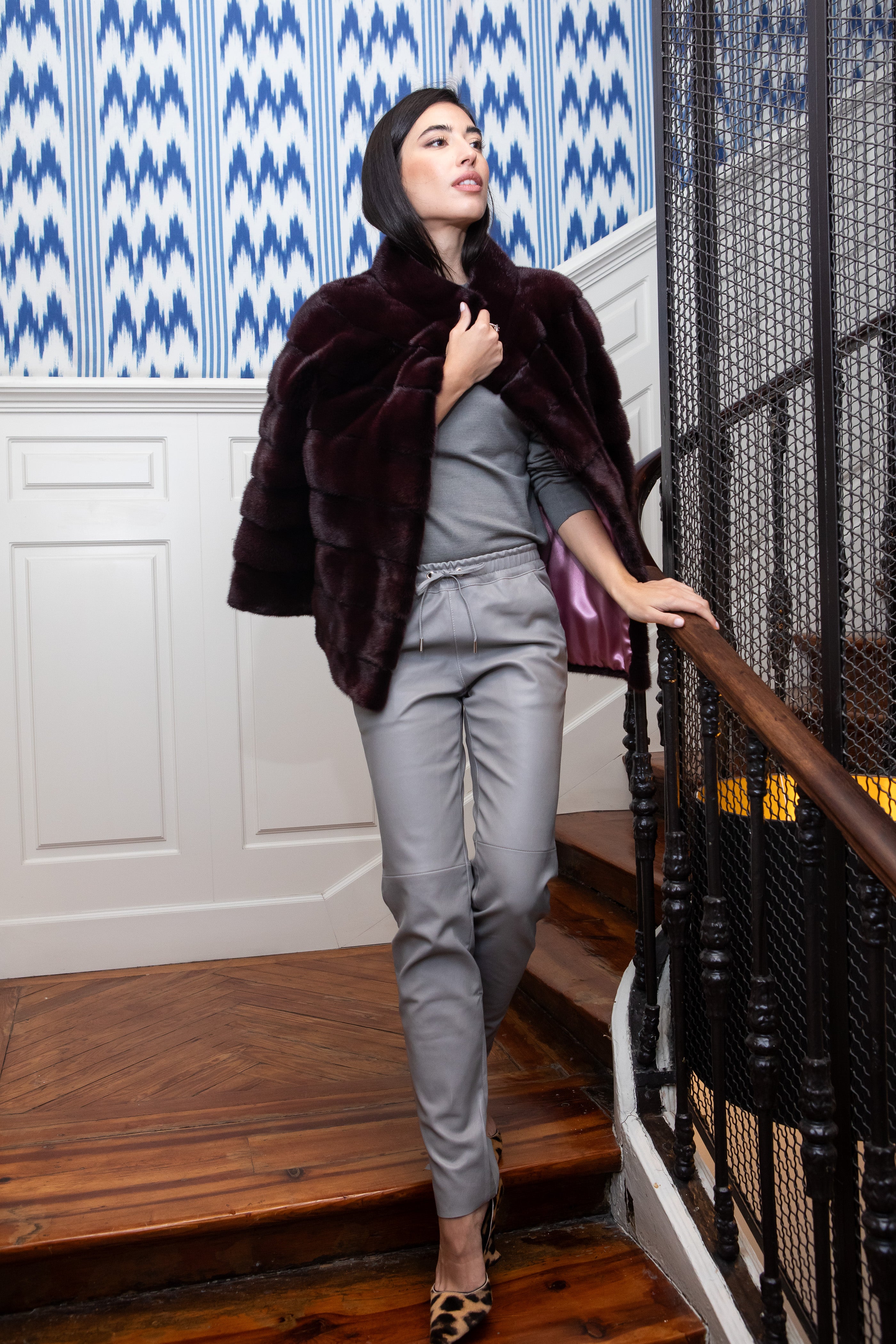 CHAQUETÓN VISÓN BURDEOS