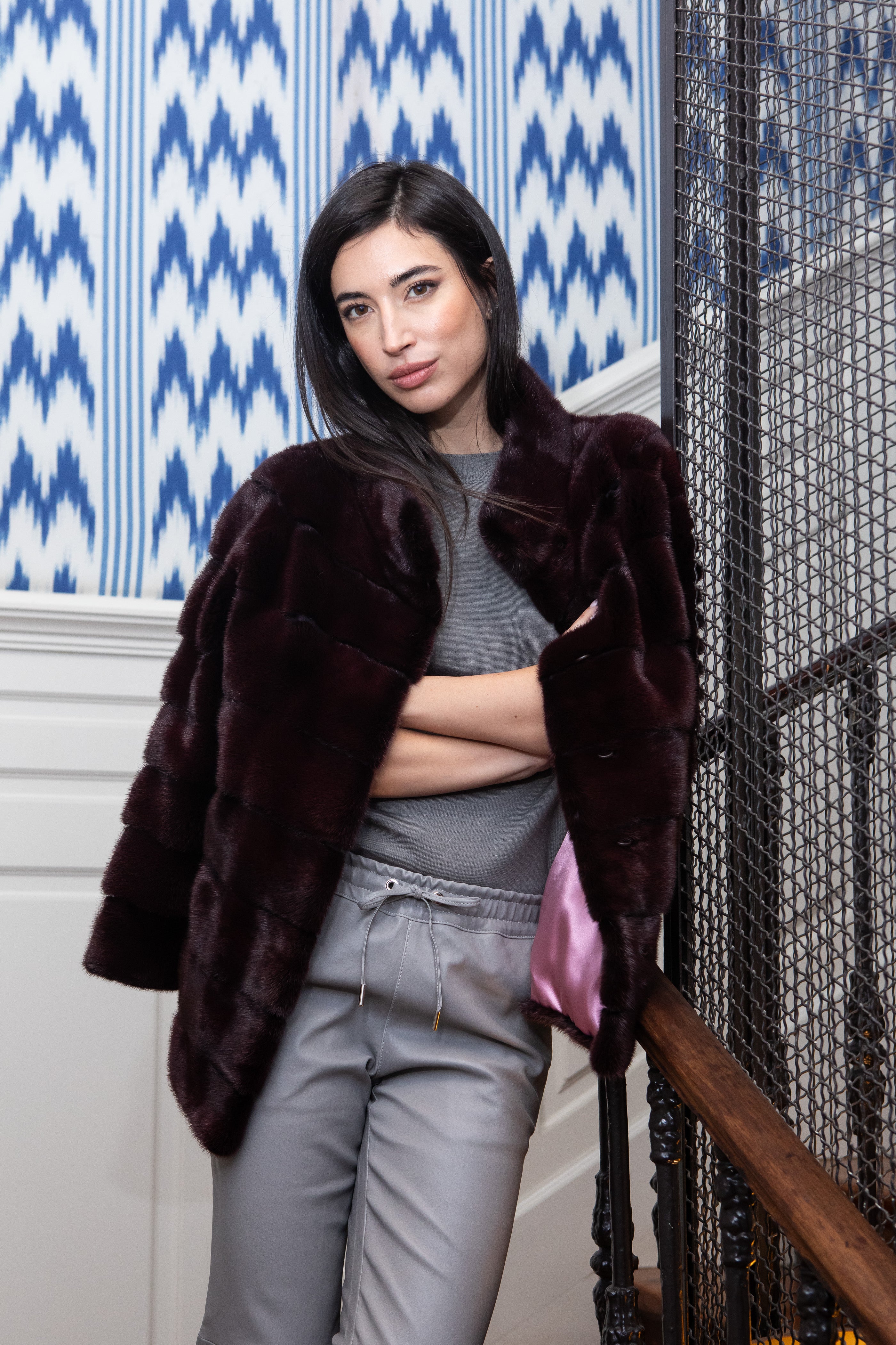 CHAQUETÓN VISÓN BURDEOS