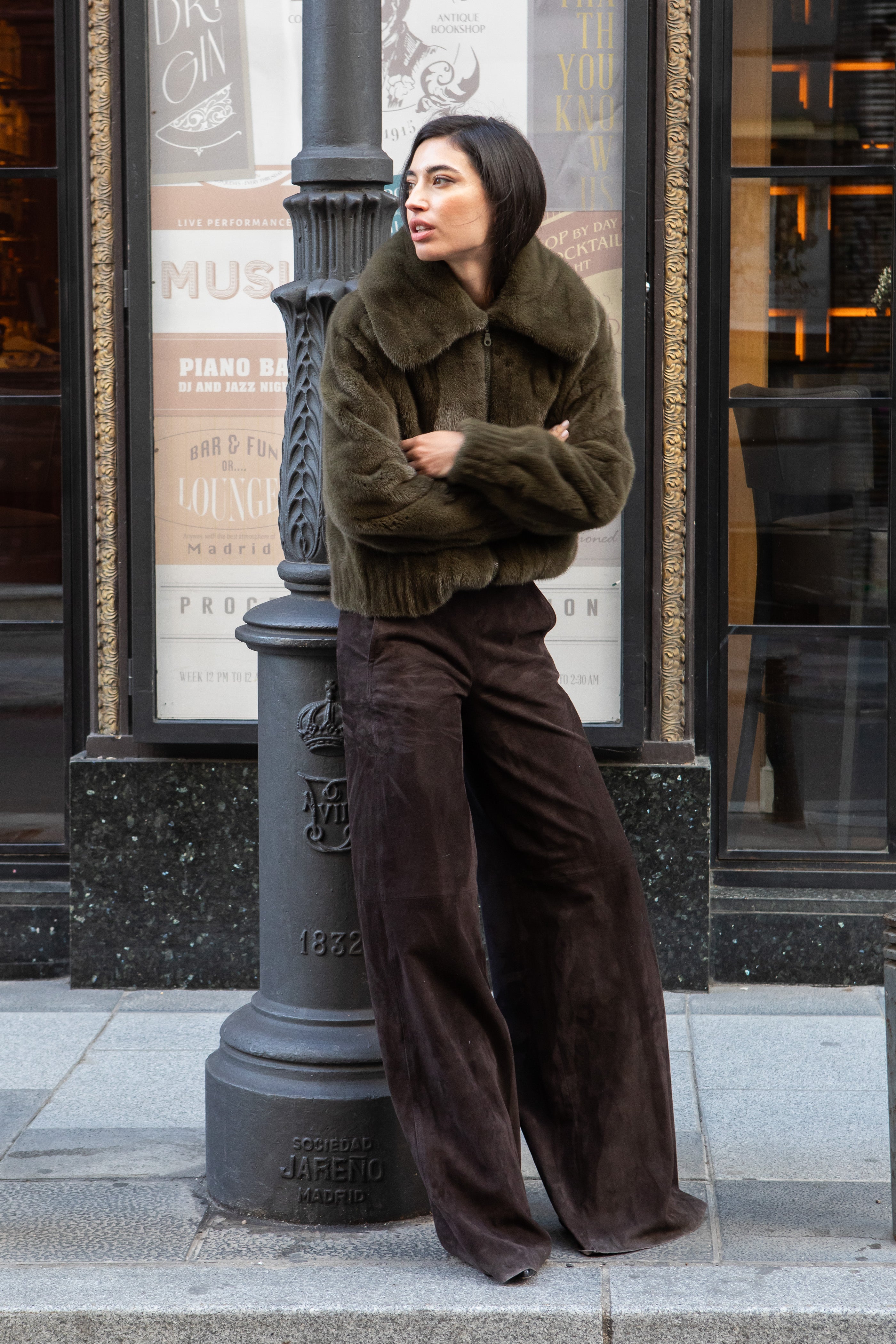 GREEN MINK BOMBER