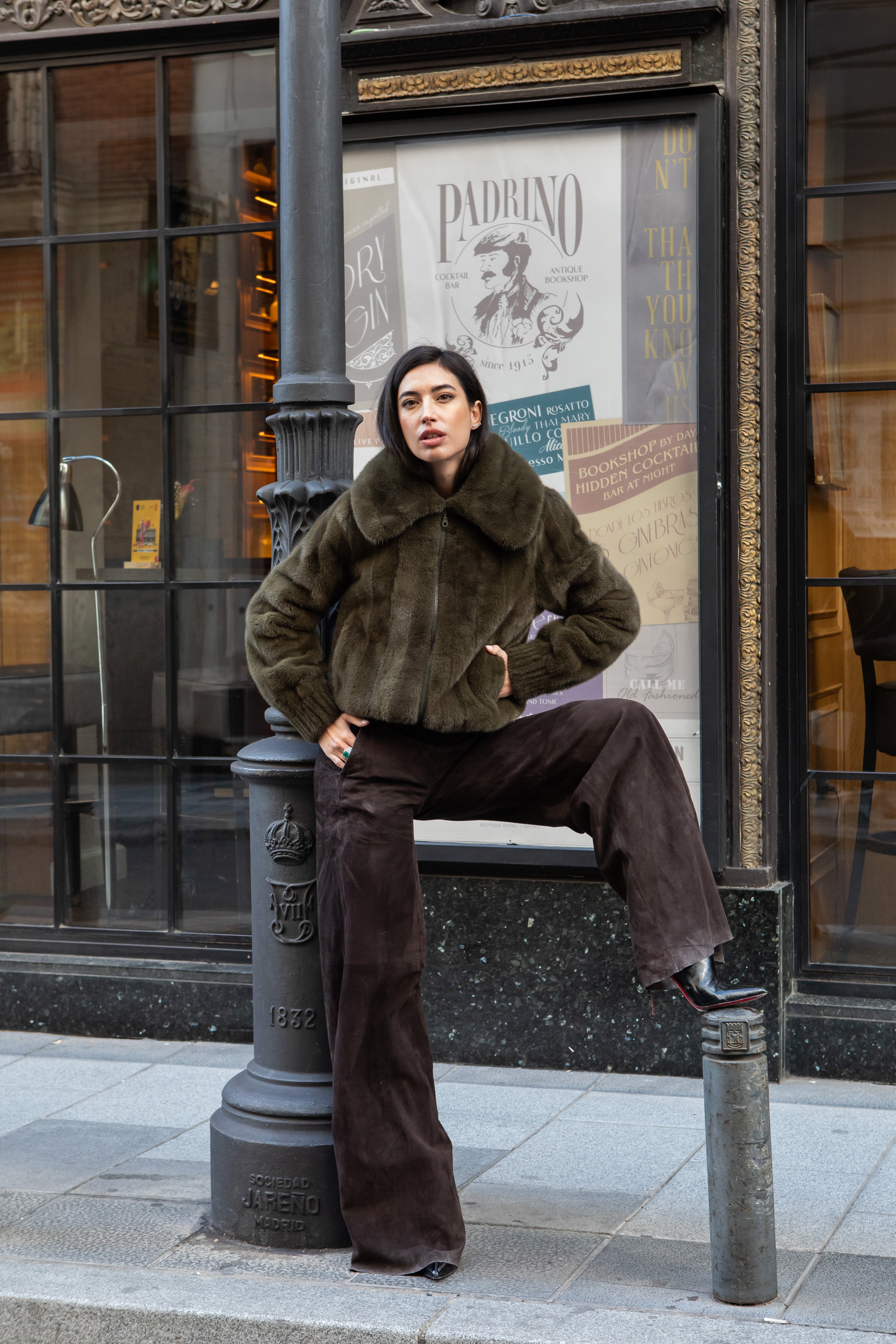 GREEN MINK BOMBER