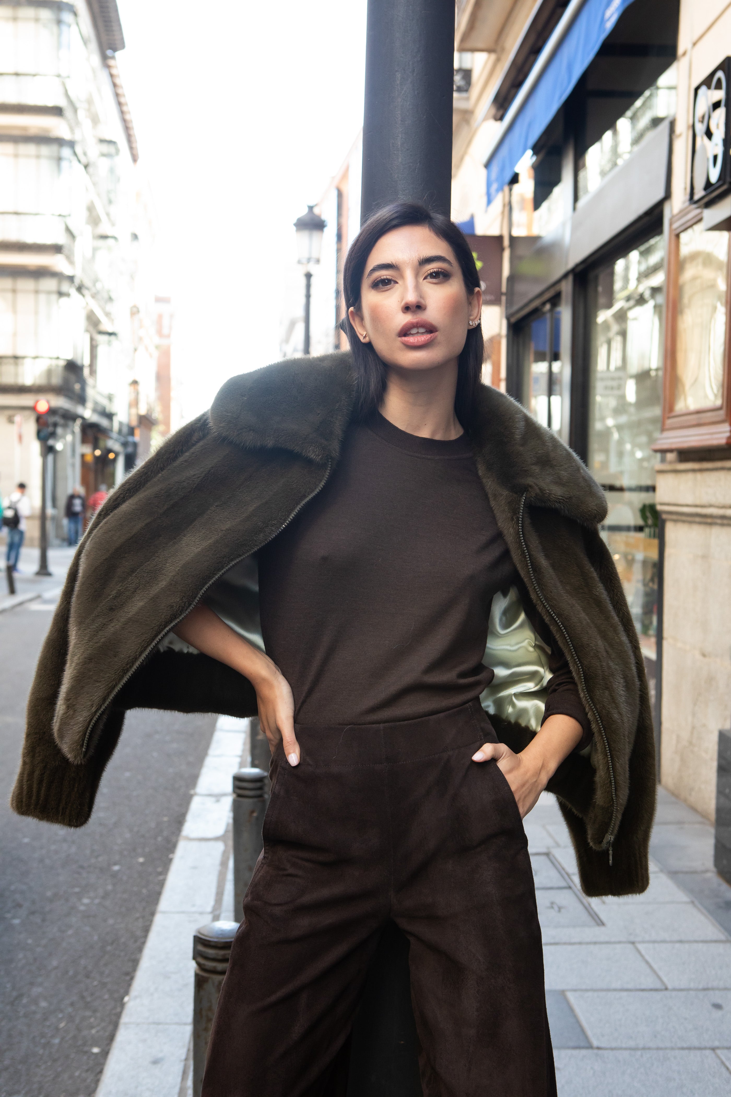 GREEN MINK BOMBER