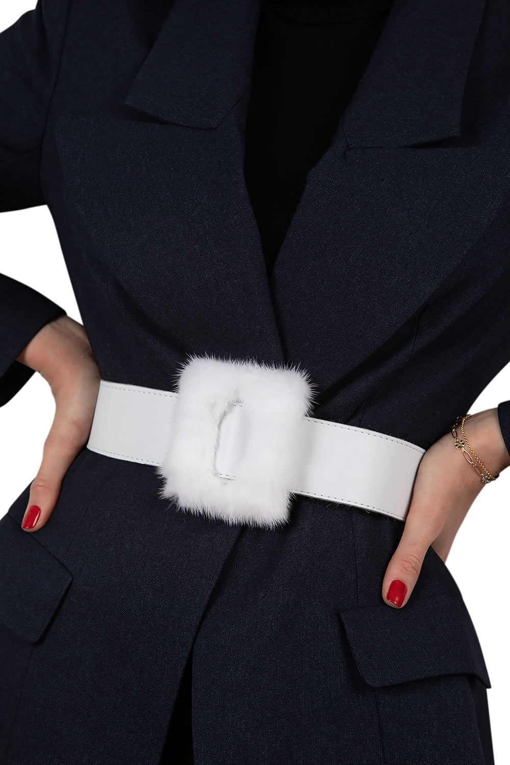 CINTURÓN HEBILLA VISÓN BLANCO