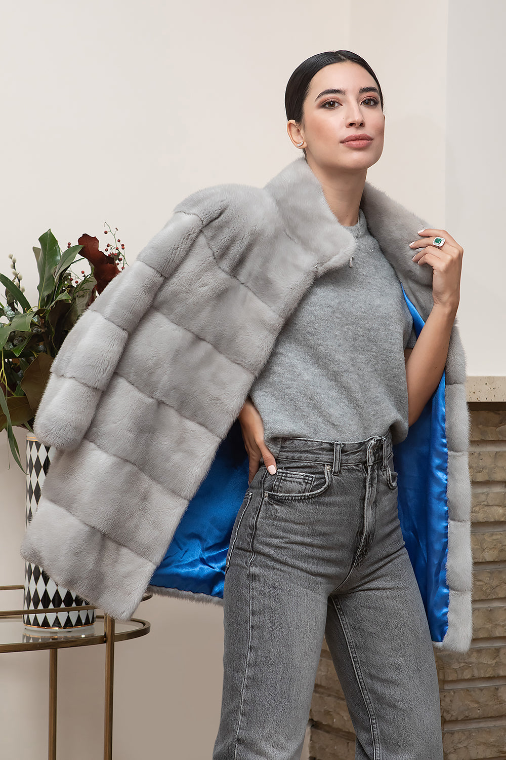 CHAQUETÓN VISÓN GRIS