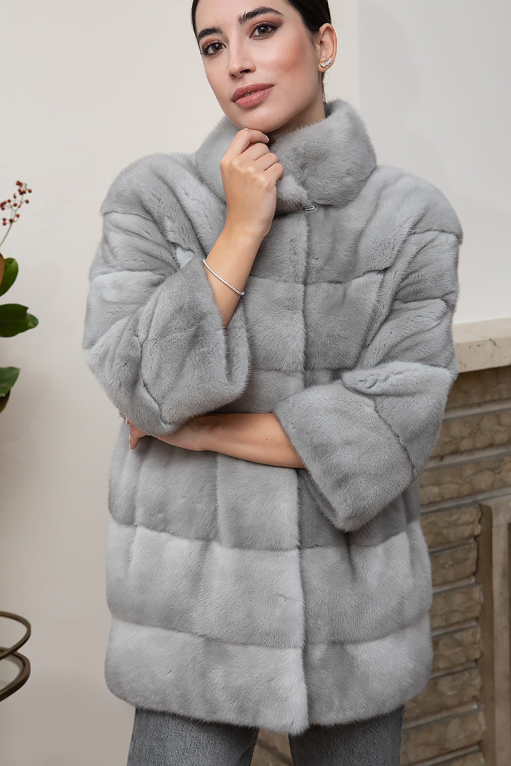 CHAQUETÓN VISÓN GRIS