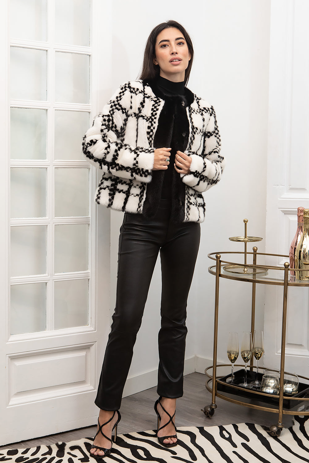 CHAQUETA VISÓN TWEED BLANCO/NEGRO