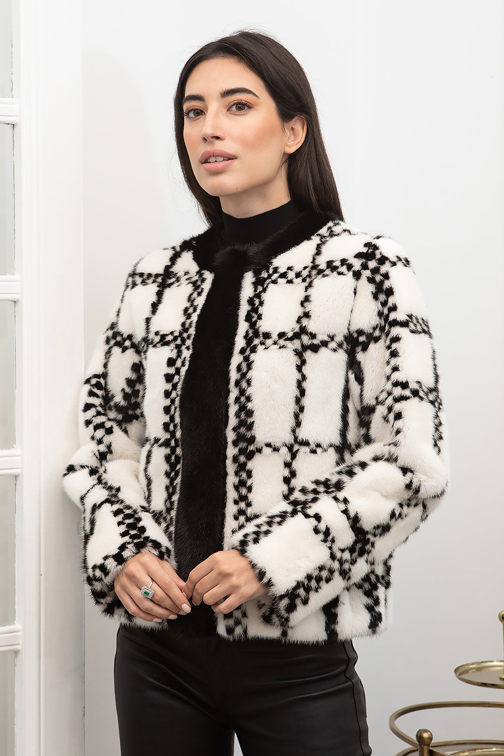 CHAQUETA VISÓN TWEED BLANCO/NEGRO