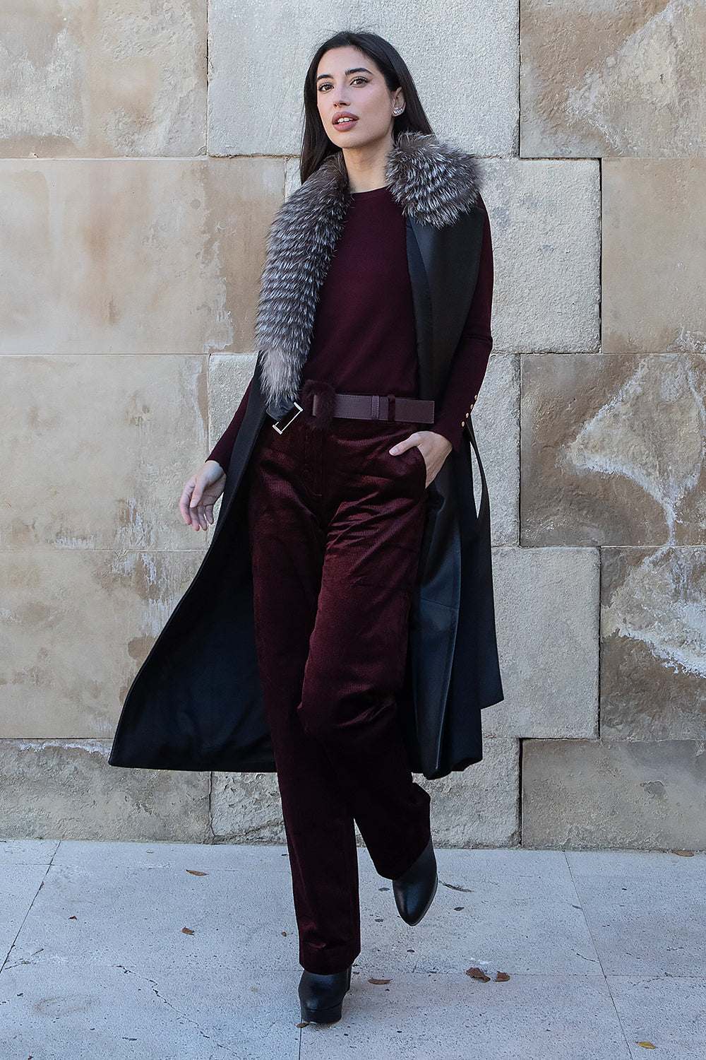 CINTURÓN HEBILLA VISÓN GRANATE