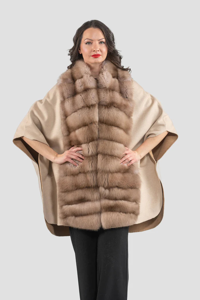 CAPA BEIGE CASHMERE LORO PIANA MARTAS CIBELINAS