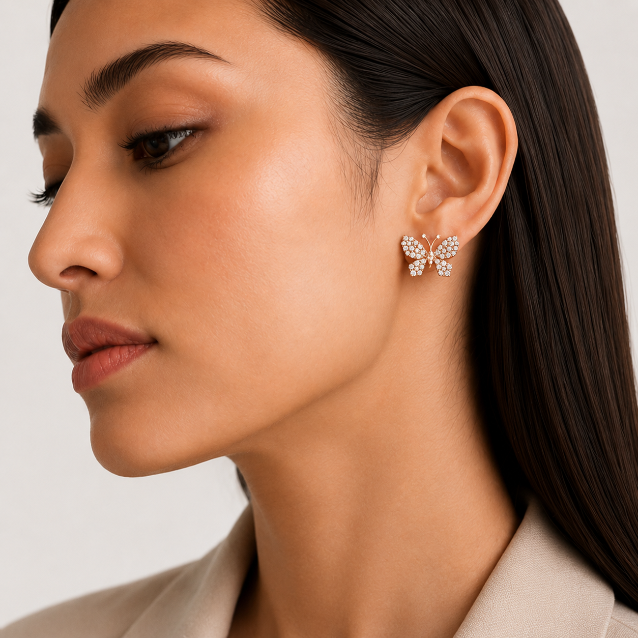 Pendientes Mariposas Oro Rosa y Diamantes