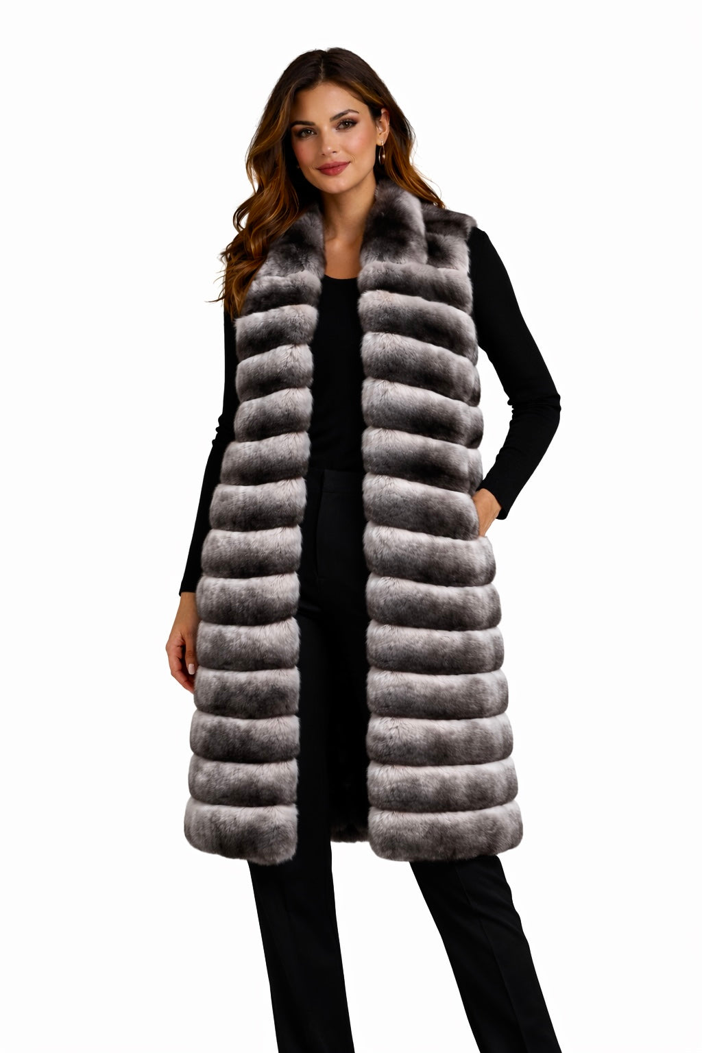 CHALECO MIDI CASHMERE/LORO PIANA CHINCHILLAS