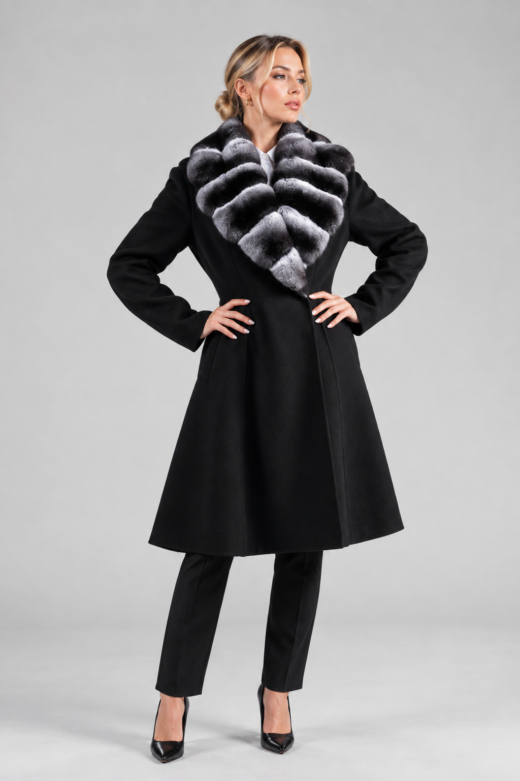 ABRIGO DE CASHMERE Y CHINCHILLAS