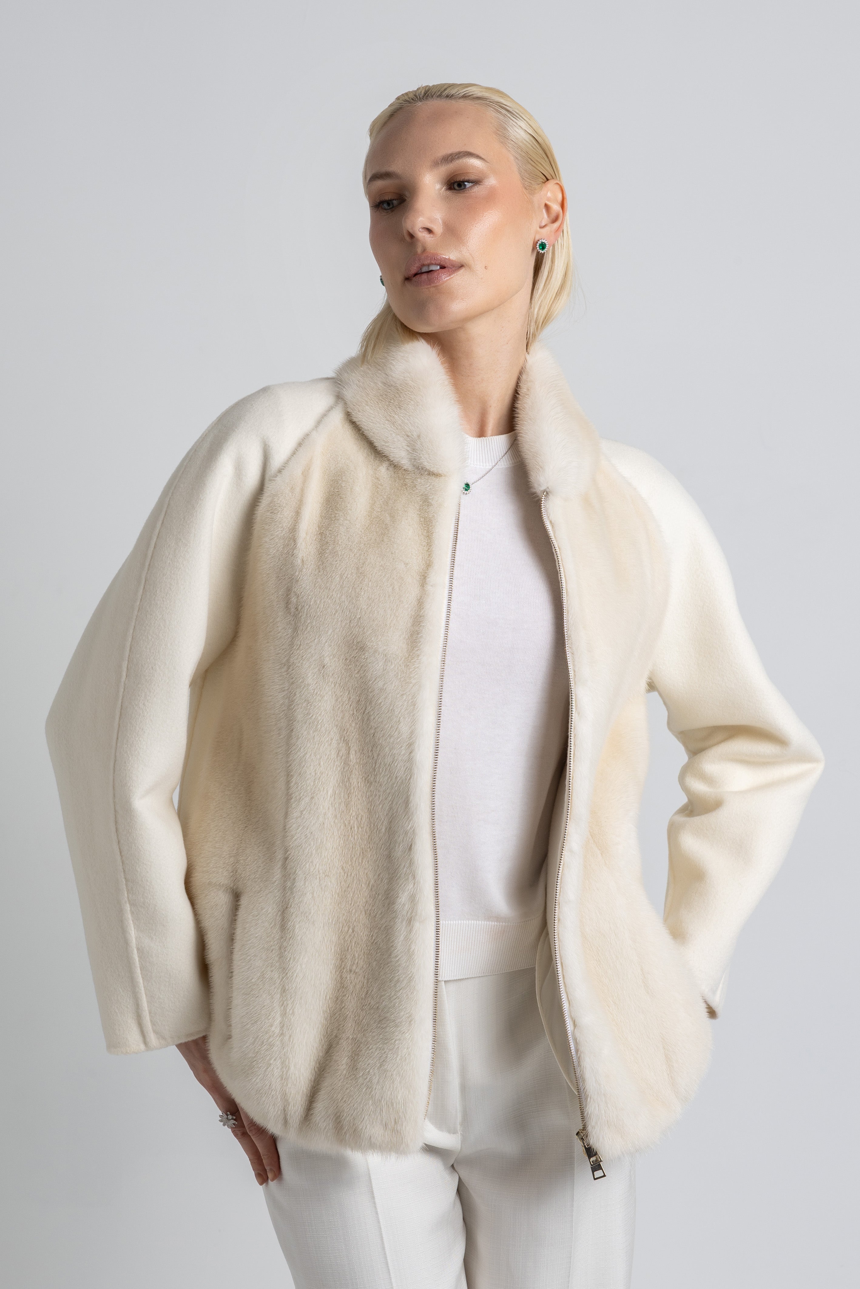 CHAQUETA CASHMERE LORO PIANA BLANCO VISÓN