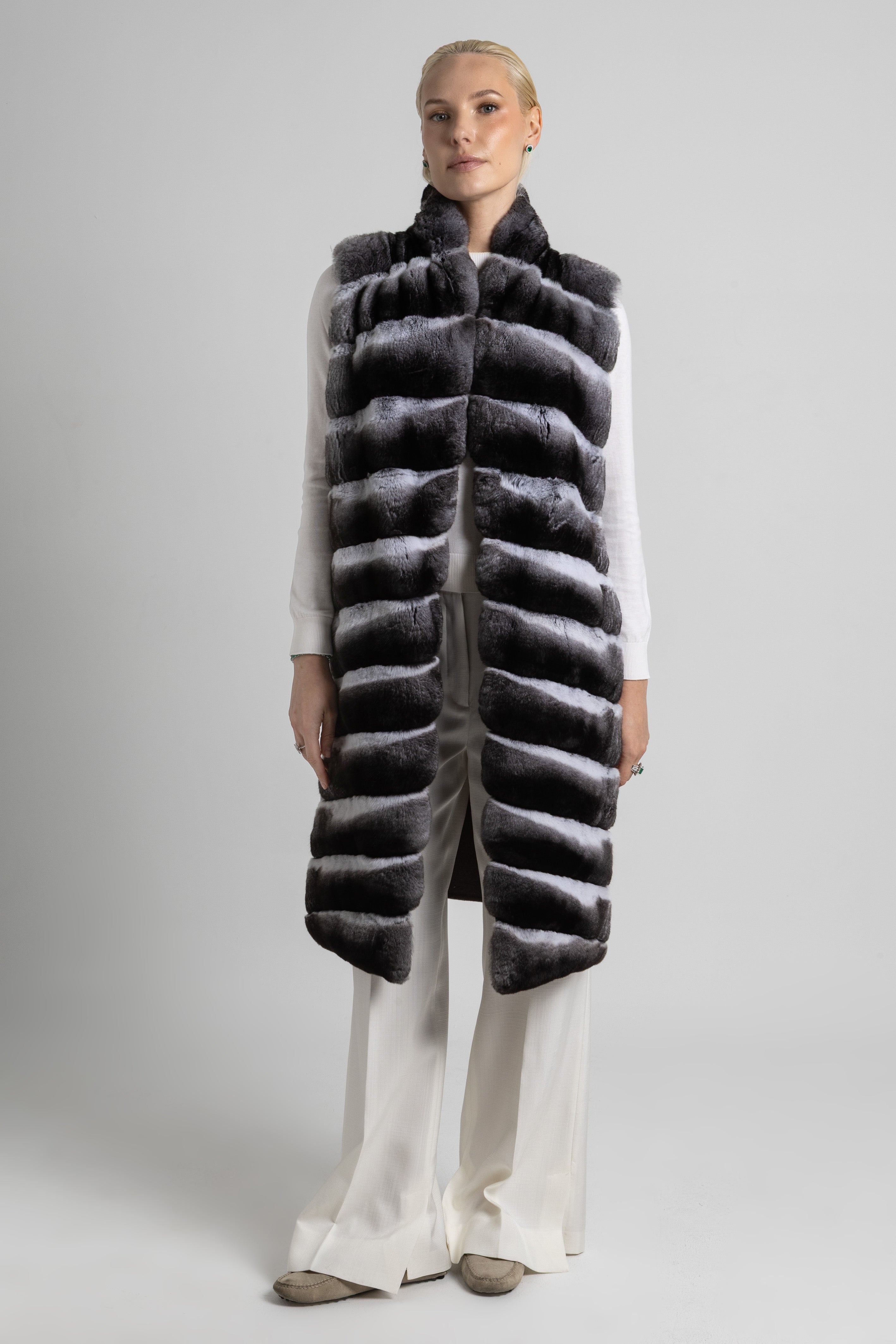 CHALECO CASHMERE LORO PIANA GRIS CHINCHILLAS