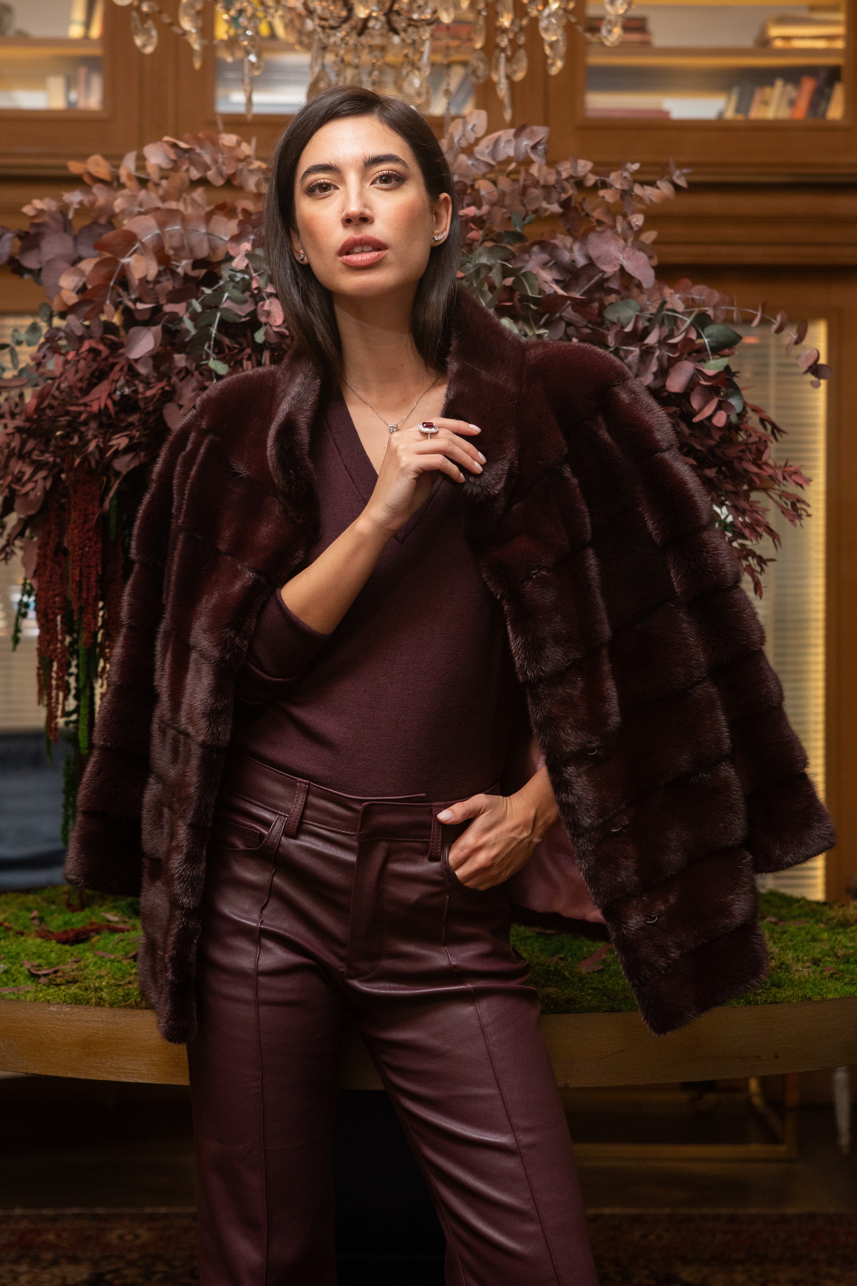 CHAQUETÓN VISÓN BURDEOS