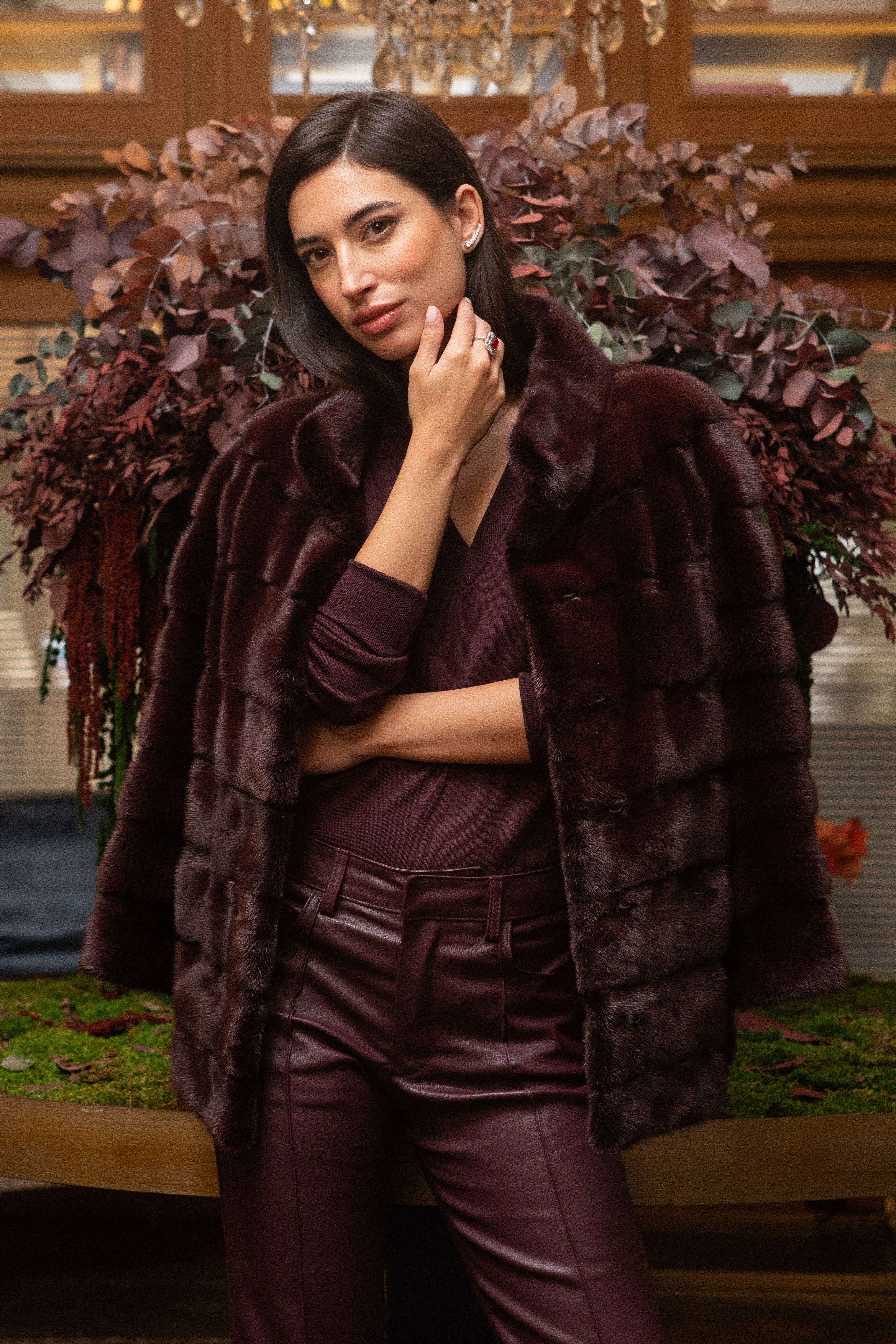 CHAQUETÓN VISÓN BURDEOS