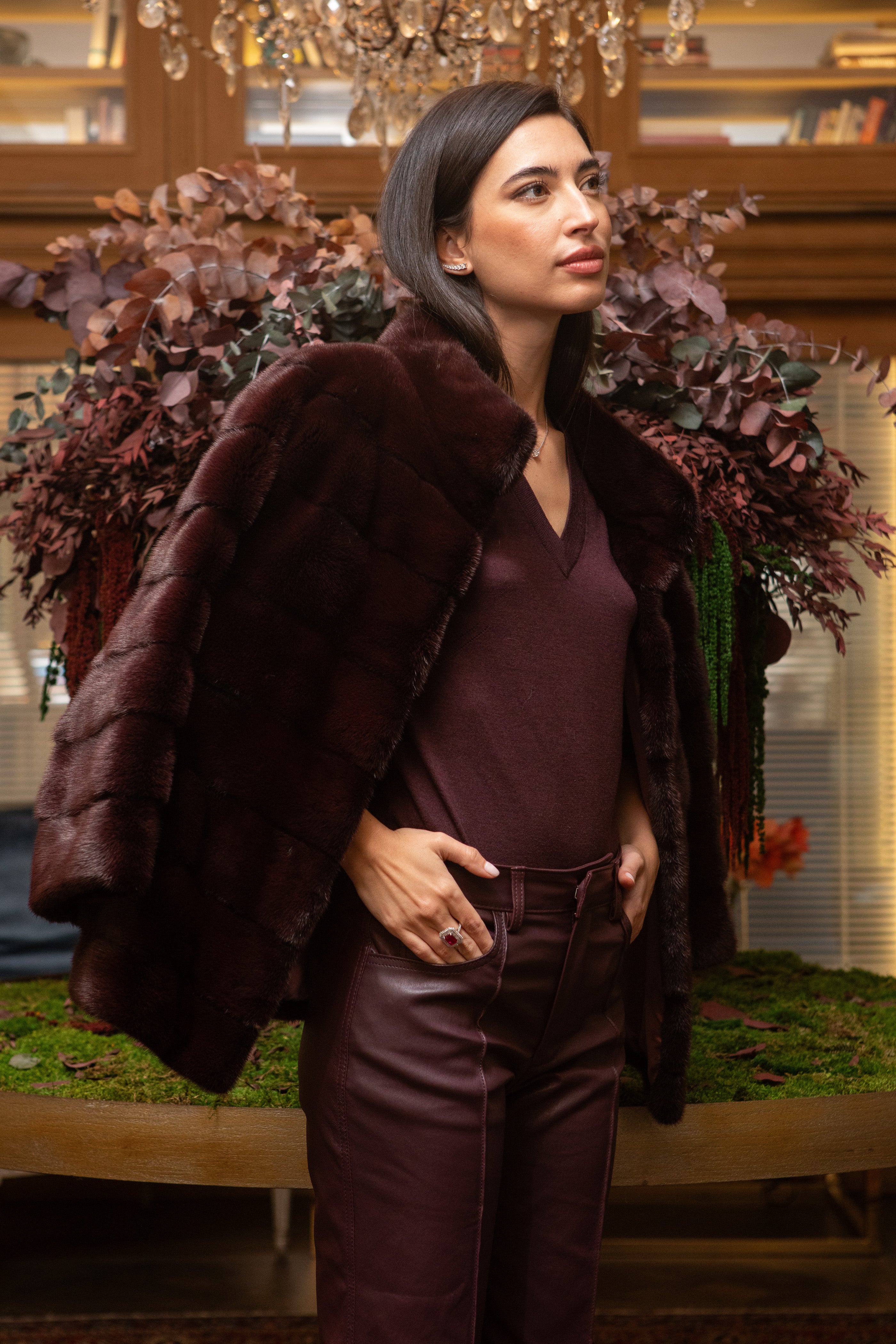 CHAQUETÓN VISÓN BURDEOS