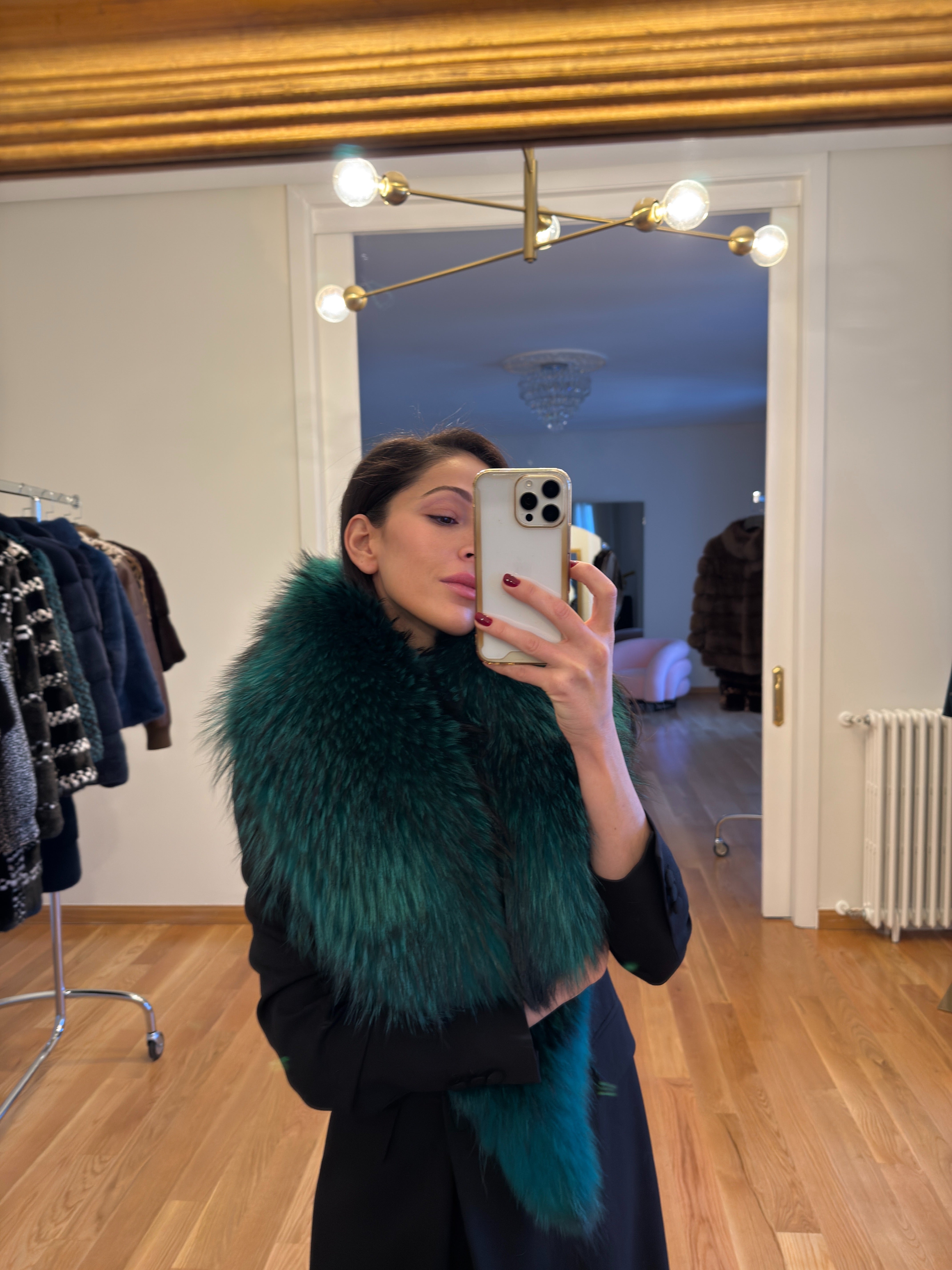 CUELLO DE PELO MAXI VERDE Y NEGRO