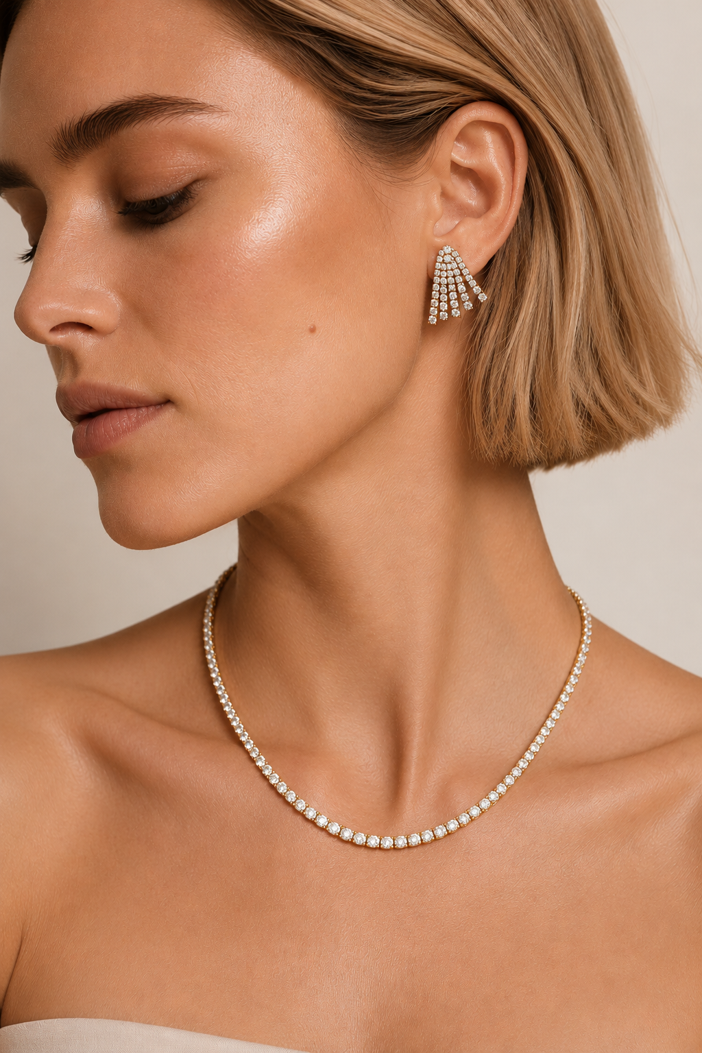 Collar Rivière de oro amarillo con diamantes