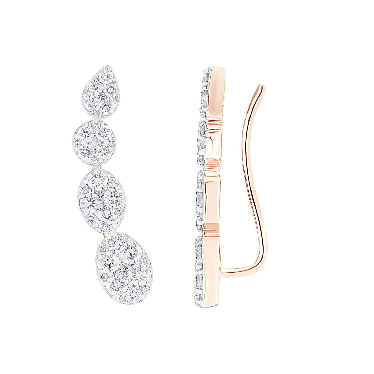 Pendientes Ear Cuff Diamantes Oro Rosa