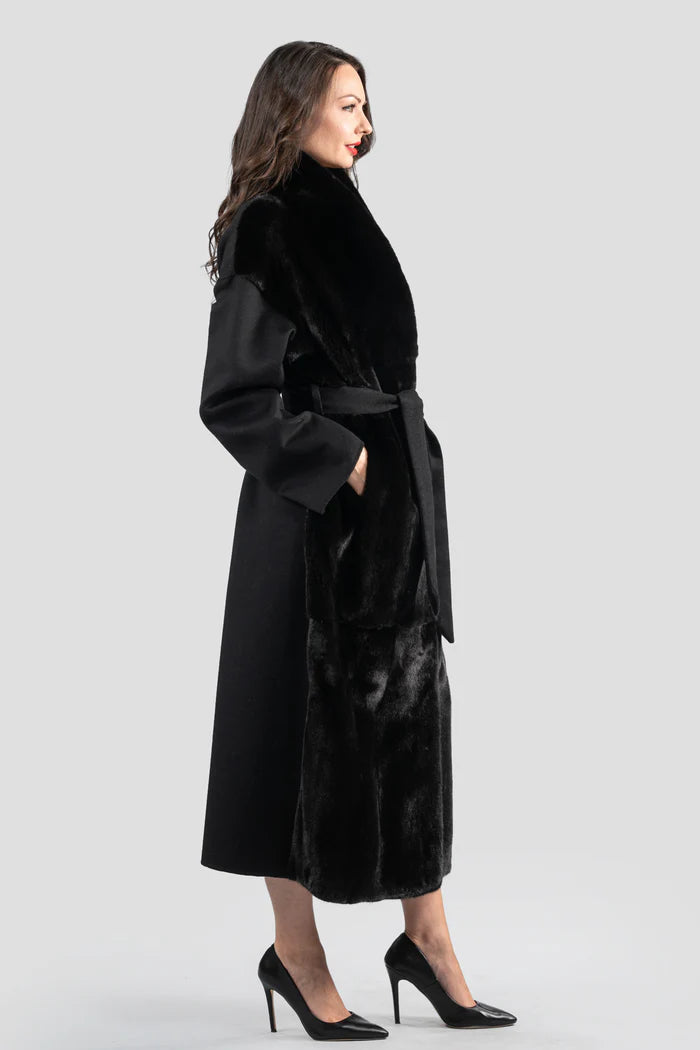 PARROT PIANA CASHMERE COAT WITH MINK COLLAR