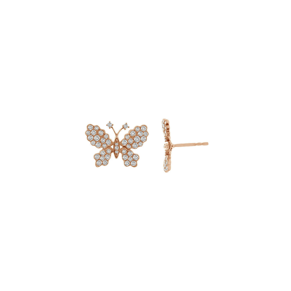 Pendientes Mariposas Oro Rosa y Diamantes