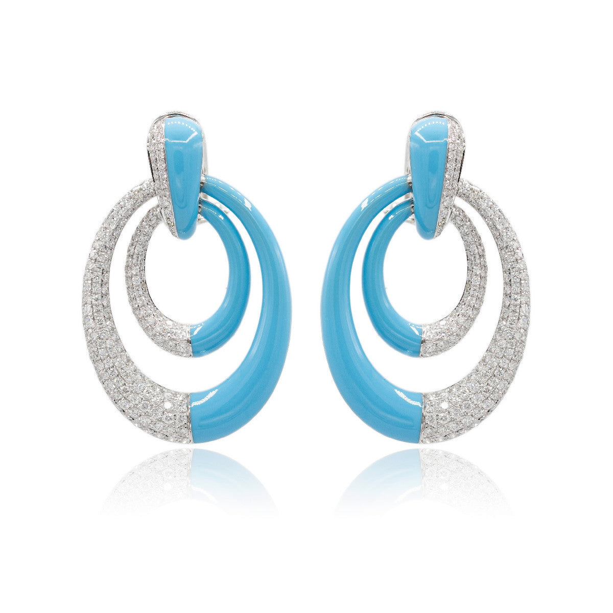 Pendientes Oro, Diamantes y Turquesas