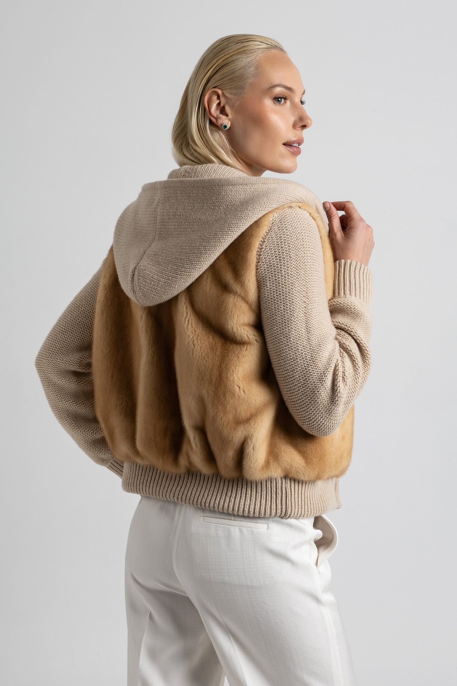 BOMBER CAPUCHA CASHMERE LORO PIANA VISÓN