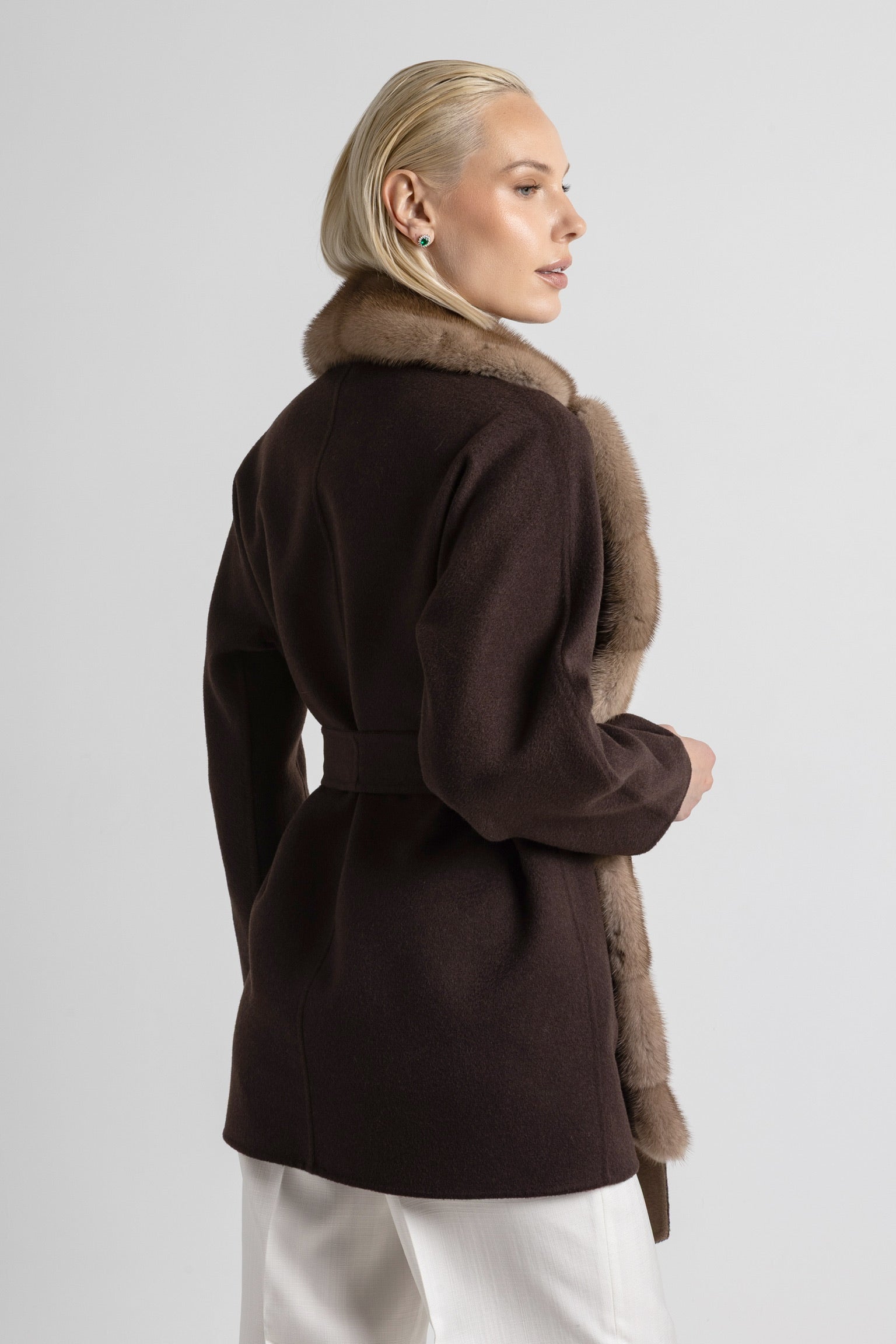 CHAQUETA MIDI CASHMERE LORO PIANA CHOCOLATE VISÓN