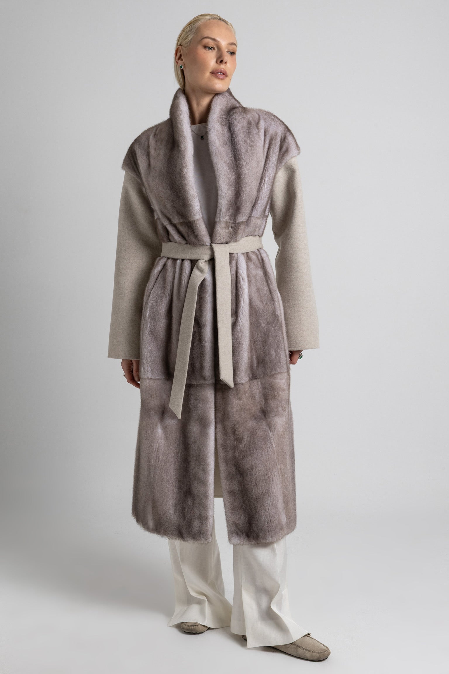 ABRIGO CASHMERE LORO PIANA GRIS VISÓN ZAFIRO