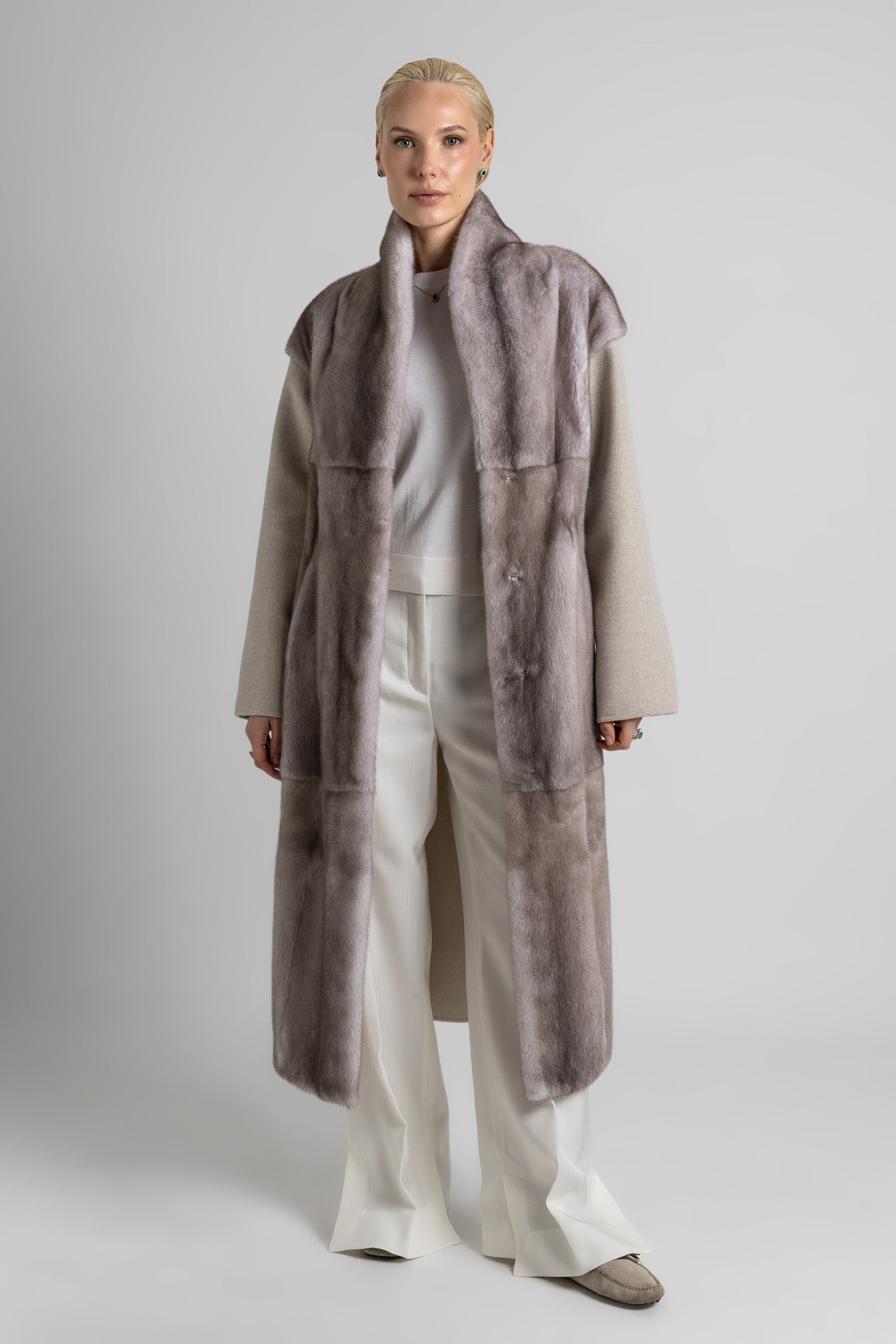 ABRIGO CASHMERE LORO PIANA GRIS VISÓN ZAFIRO
