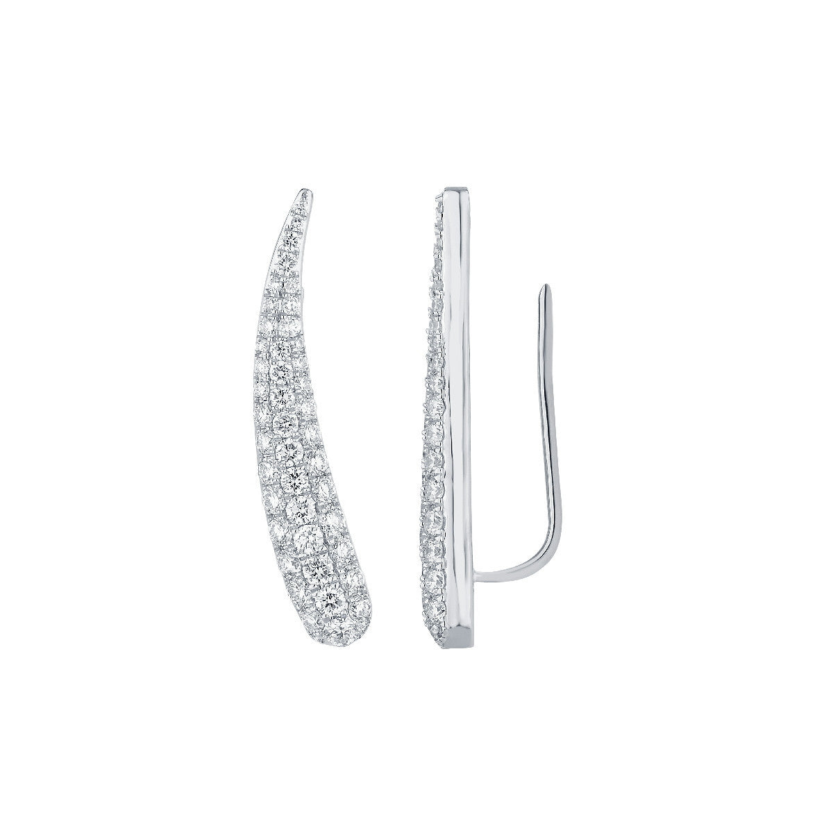 Pendientes Ear Cuff Pavé Diamantes Oro Blanco