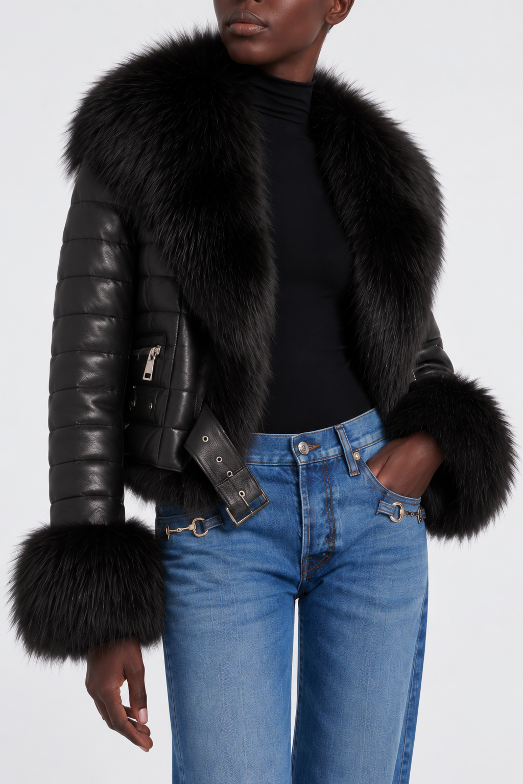 CHAQUETA DE PIEL Y ZORRO