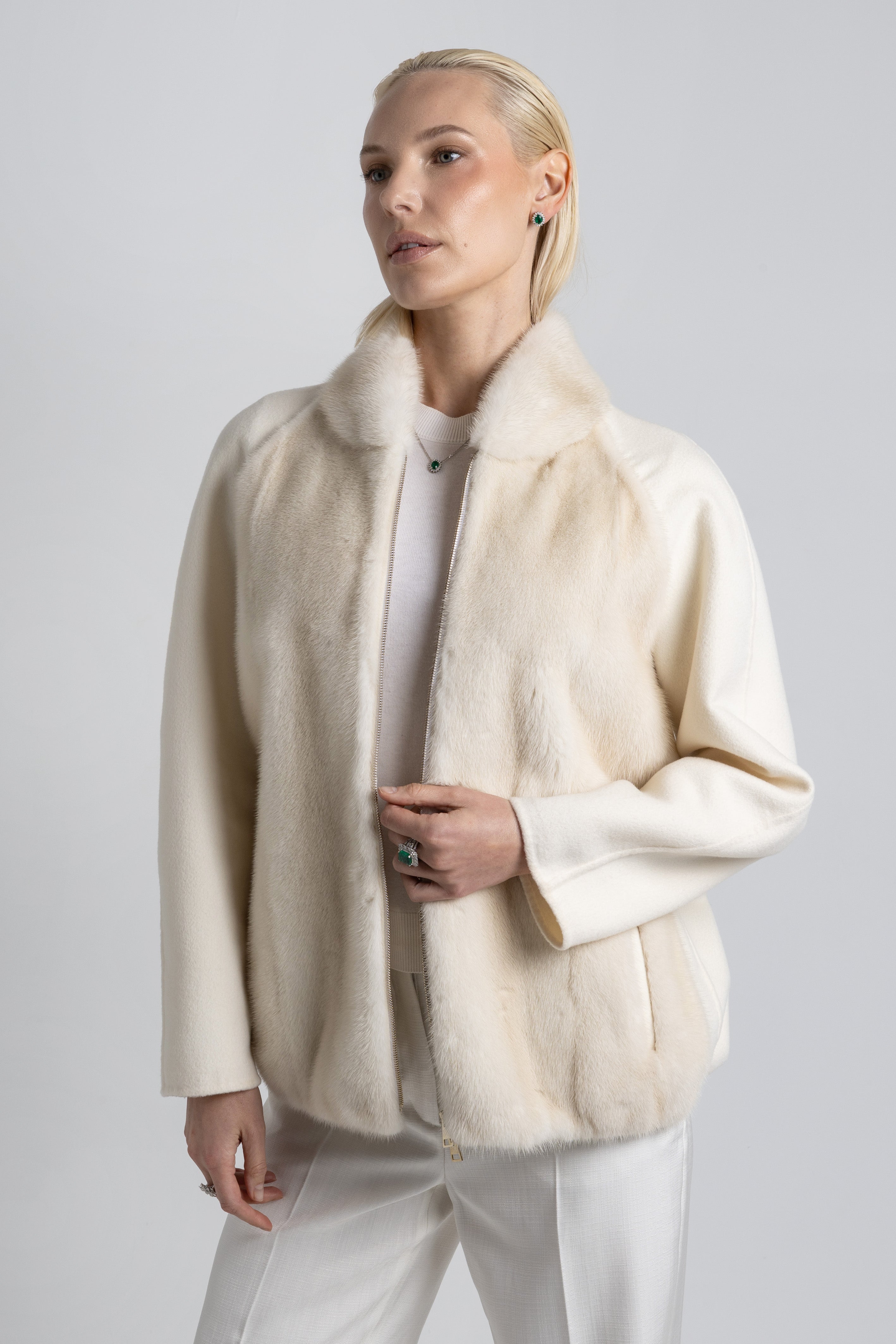 CHAQUETA CASHMERE LORO PIANA BLANCO VISÓN