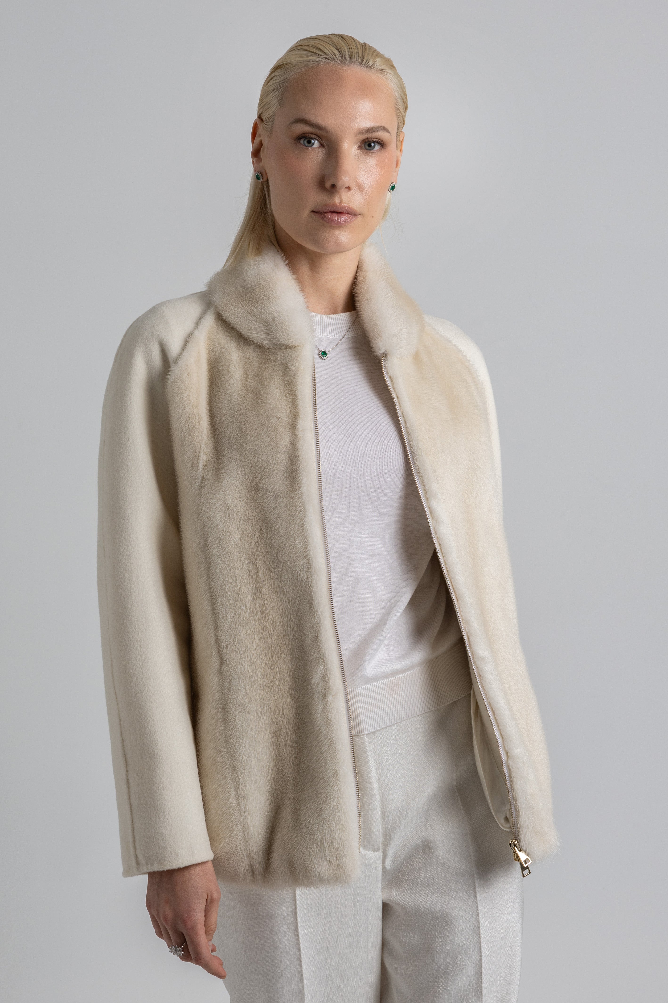 CHAQUETA CASHMERE LORO PIANA BLANCO VISÓN