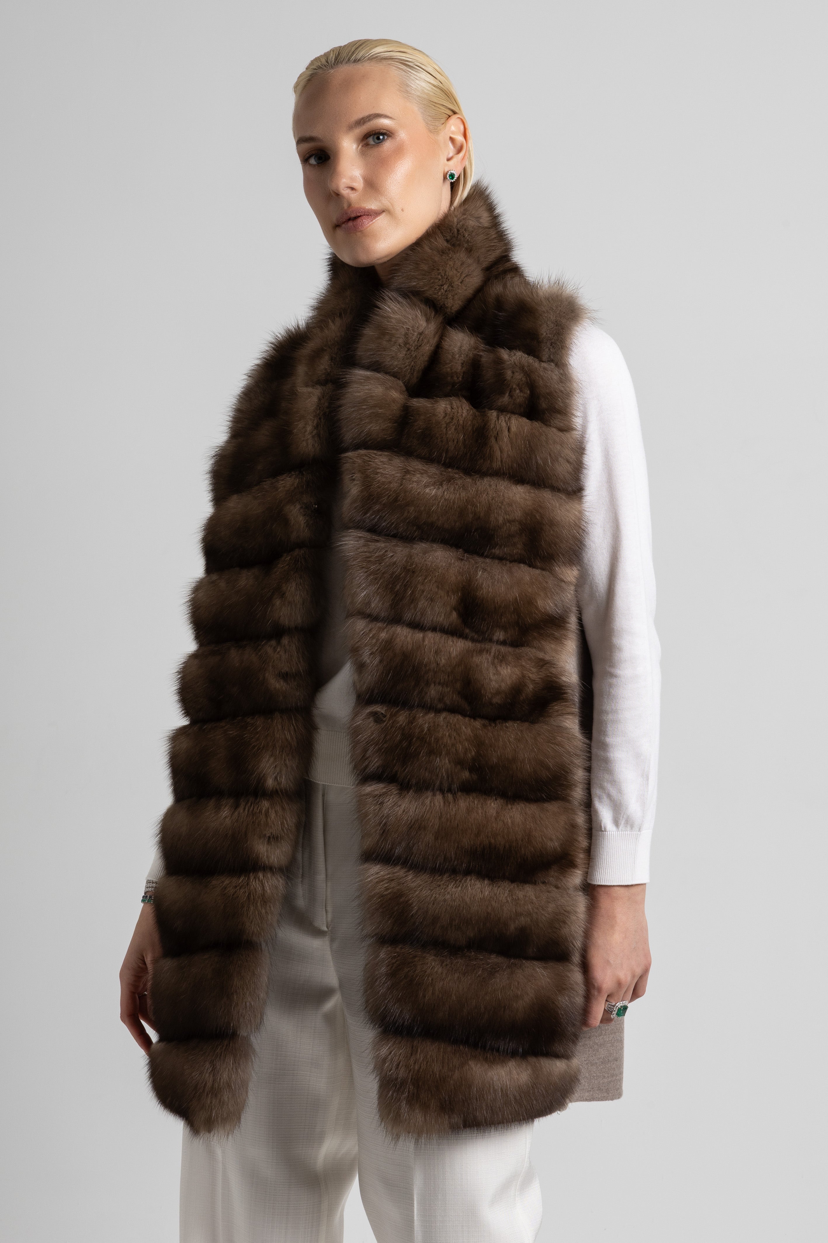 CHALECO CASHMERE LORO PIANA MARTAS CIBELINAS TOPO