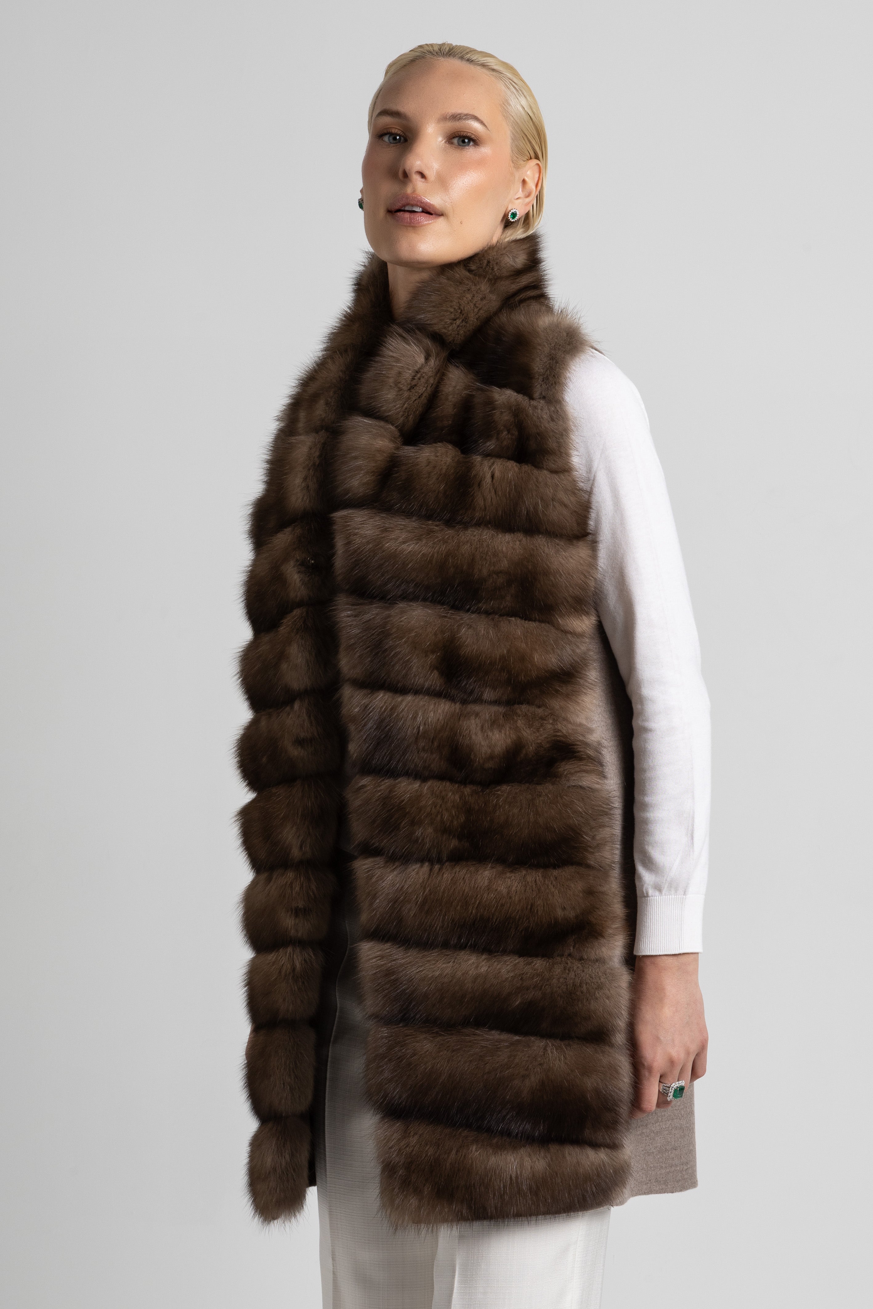 CHALECO CASHMERE LORO PIANA MARTAS CIBELINAS TOPO