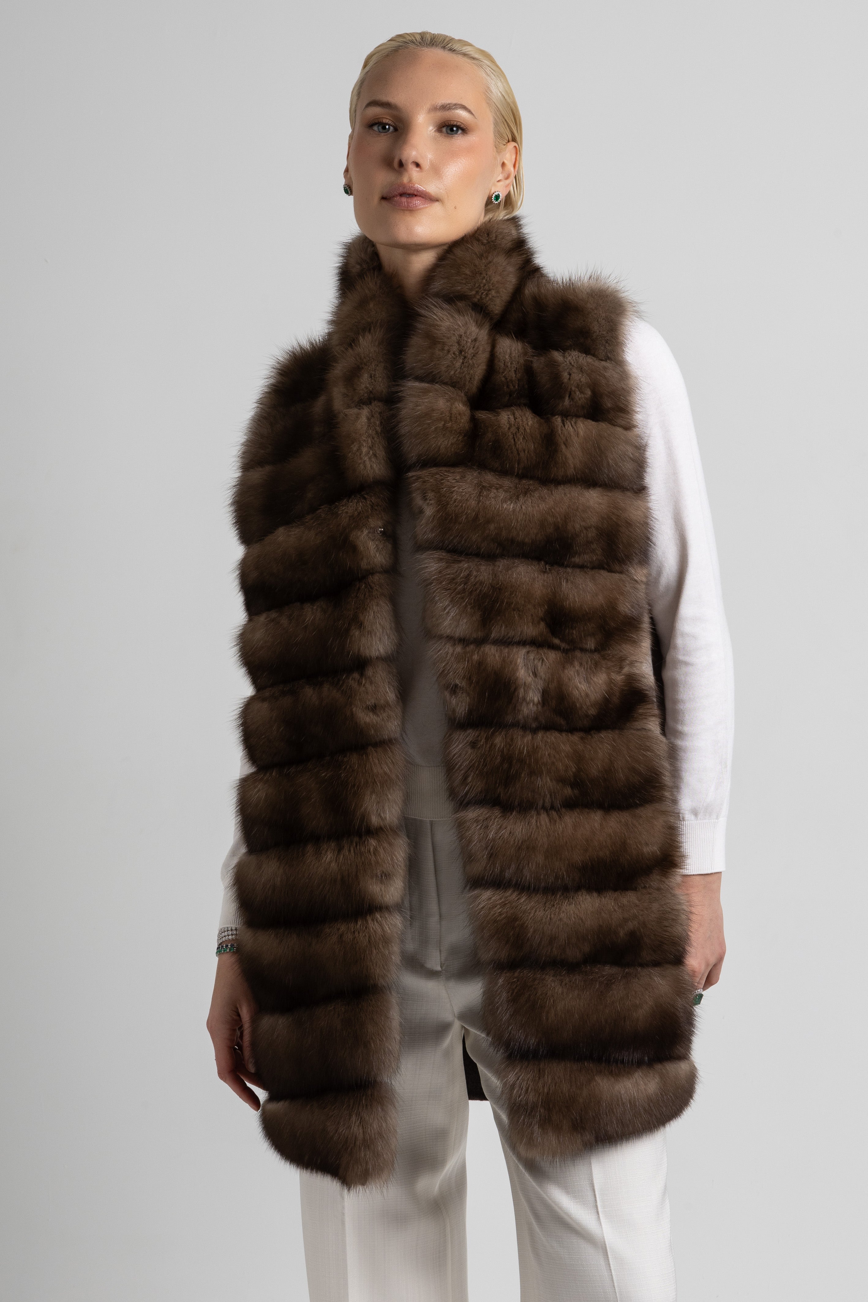 CHALECO CASHMERE LORO PIANA MARTAS CIBELINAS TOPO