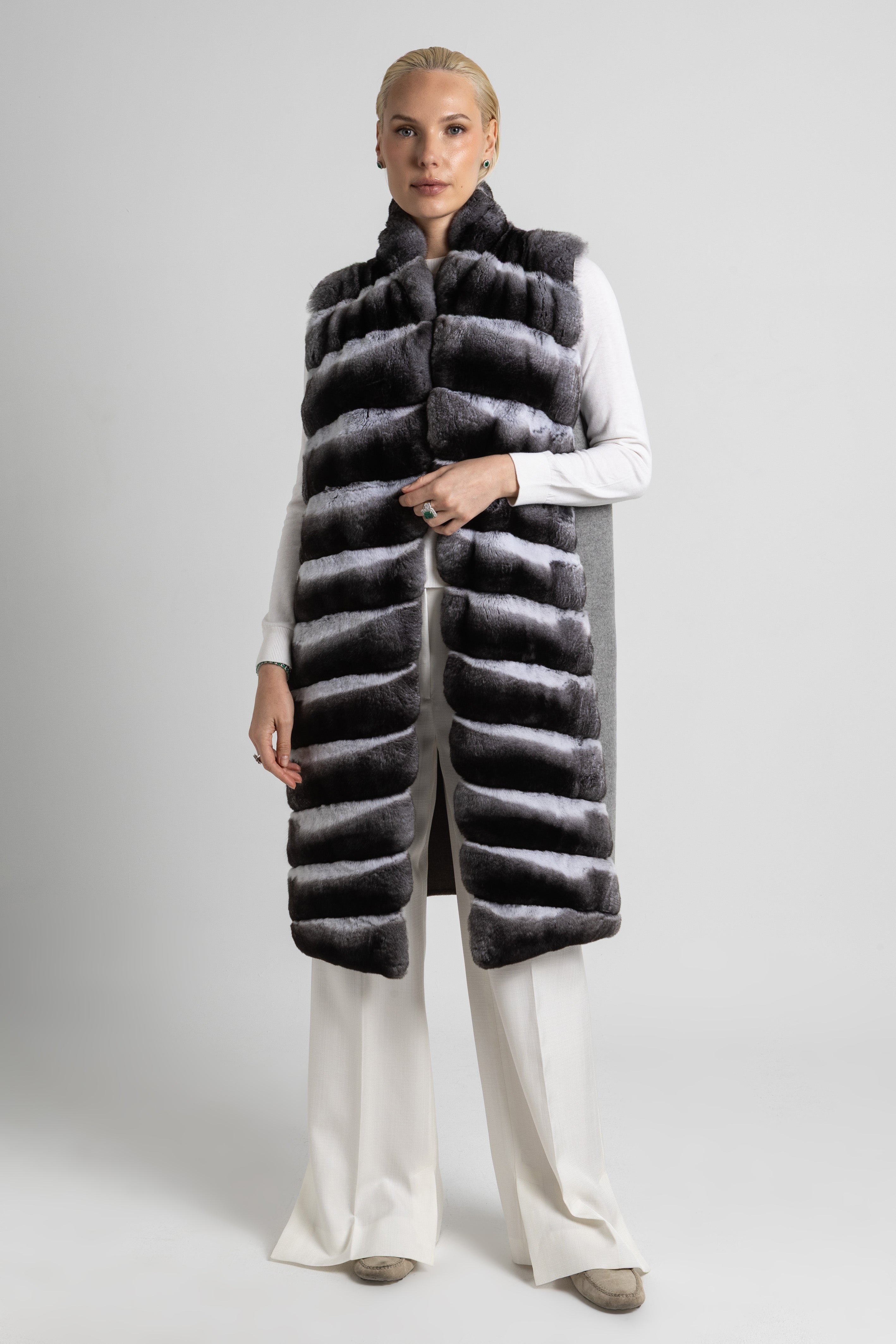 CHALECO CASHMERE LORO PIANA GRIS CHINCHILLAS