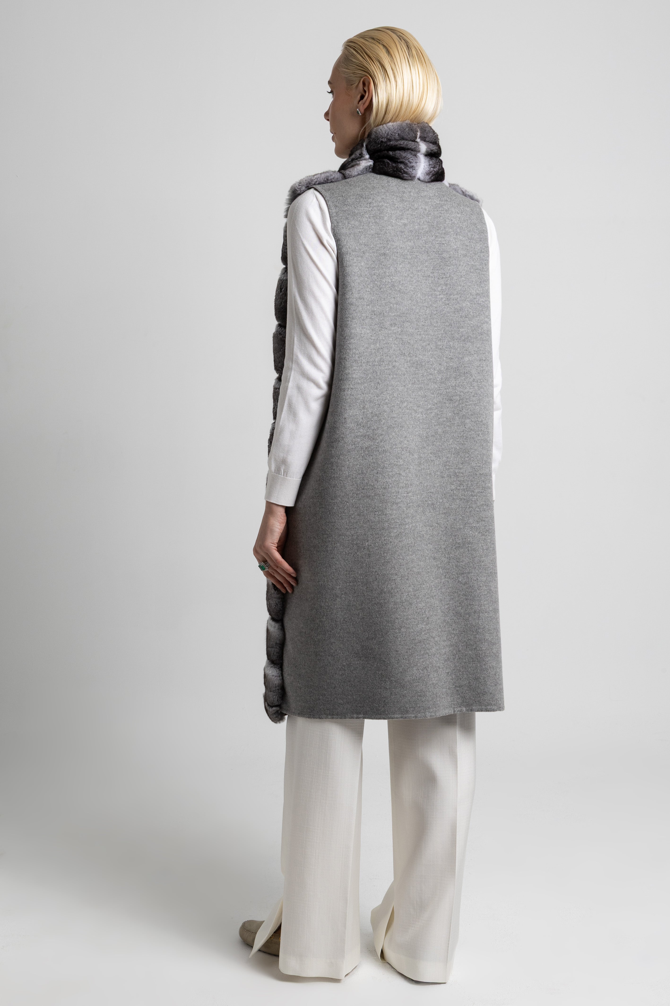 CHALECO CASHMERE LORO PIANA GRIS CHINCHILLAS