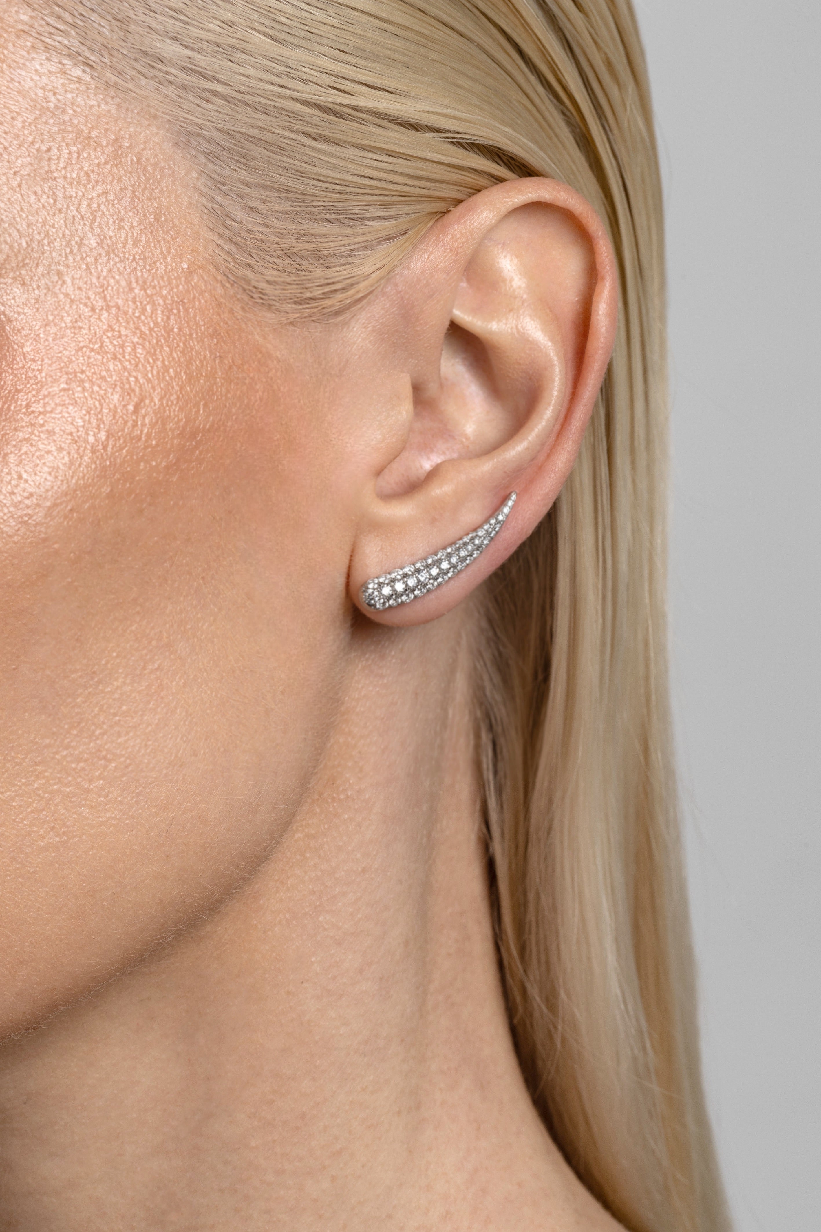 Pendientes Ear Cuff Pavé Diamantes Oro Blanco