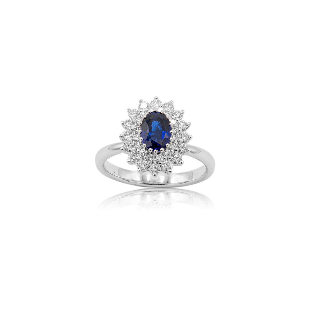 Anillo Zafiro y Diamantes de Oro Blanco