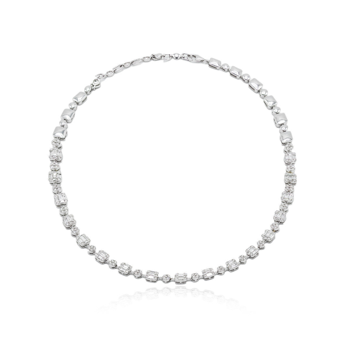 Collar Rivière de oro blanco con diamantes