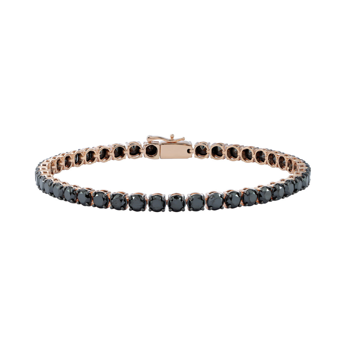 Pulsera Rivière de oro rosa con diamantes negros naturales de 10,90 quilates