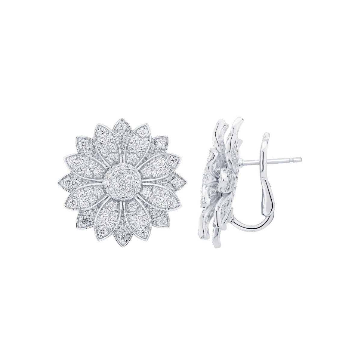 Pendientes Flor Diamantes de Oro Blanco