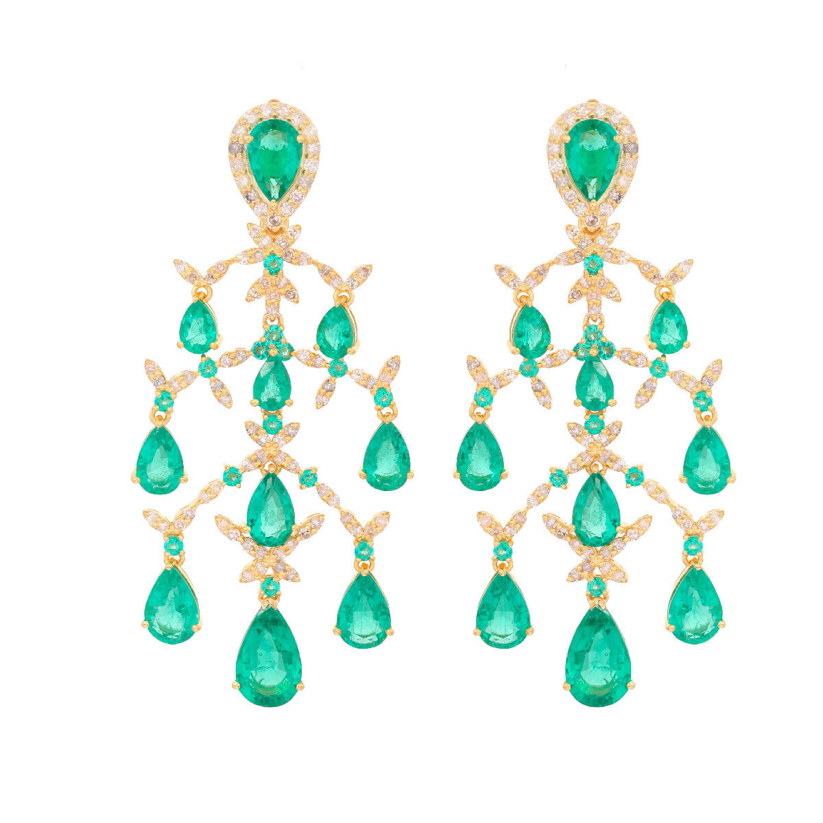 Pendientes de Oro, Diamantes y Esmeraldas