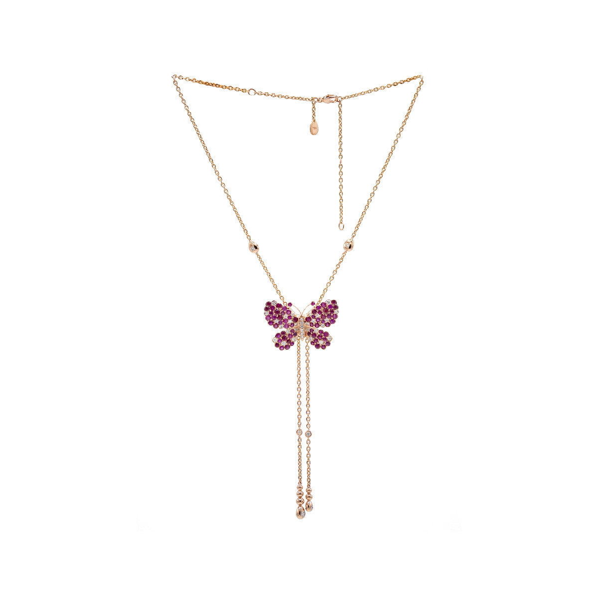 Colgante Mariposa Oro rosa, diamantes y Rubíes