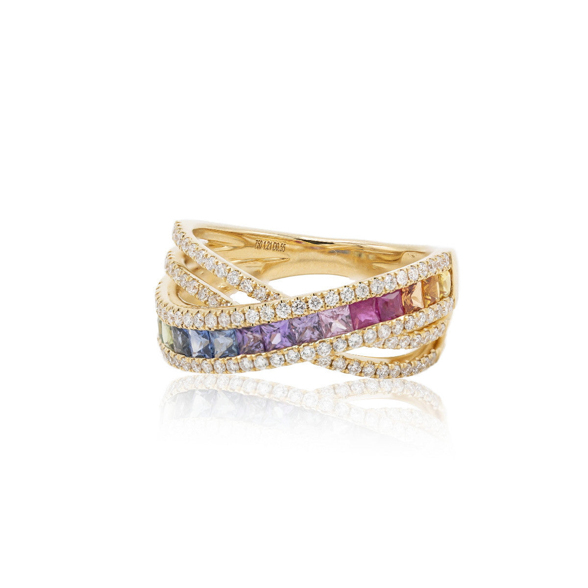 Anillo Multizafiros Natural y Oro Amarillo